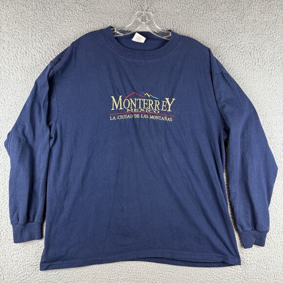 Vintage Sweatshirt Monterrey Mexico Crewneck Vacation Blue Size Large - Picture 1 of 9